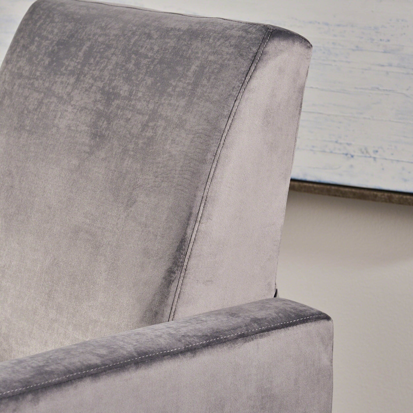 Poltrona reclinabile moderna imbottita in velluto con poggiapiedi e gambe in acciaio inossidabile