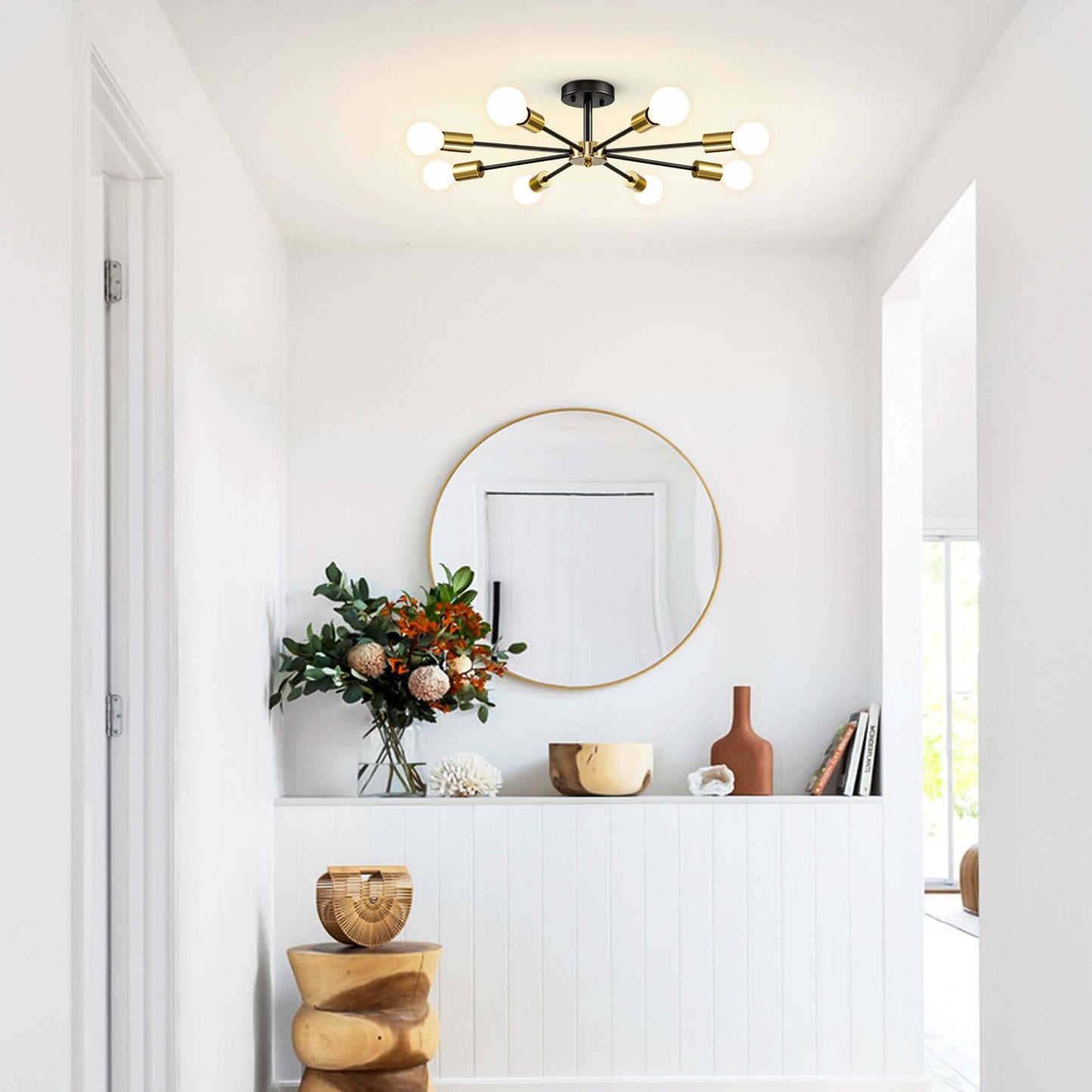 Lampada semi-incassata Sputnik nera/oro da soffitto per soggiorno/cucina/ufficio/camera da letto/ingresso