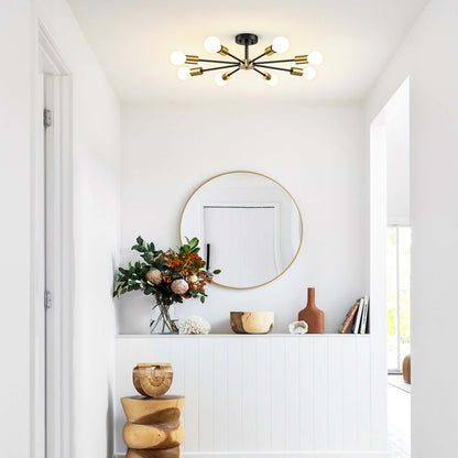 Lampada semi-incassata Sputnik nera/oro da soffitto per soggiorno/cucina/ufficio/camera da letto/ingresso