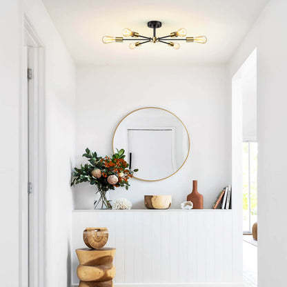 Lampada semi-incassata Sputnik nera/oro da soffitto per soggiorno/cucina/ufficio/camera da letto/ingresso