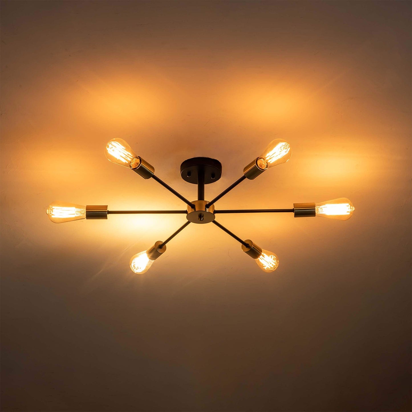 Lampada semi-incassata Sputnik nera/oro da soffitto per soggiorno/cucina/ufficio/camera da letto/ingresso