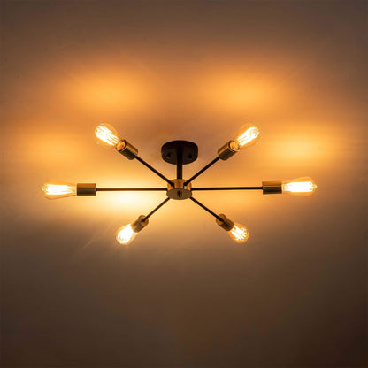 Lampada semi-incassata Sputnik nera/oro da soffitto per soggiorno/cucina/ufficio/camera da letto/ingresso