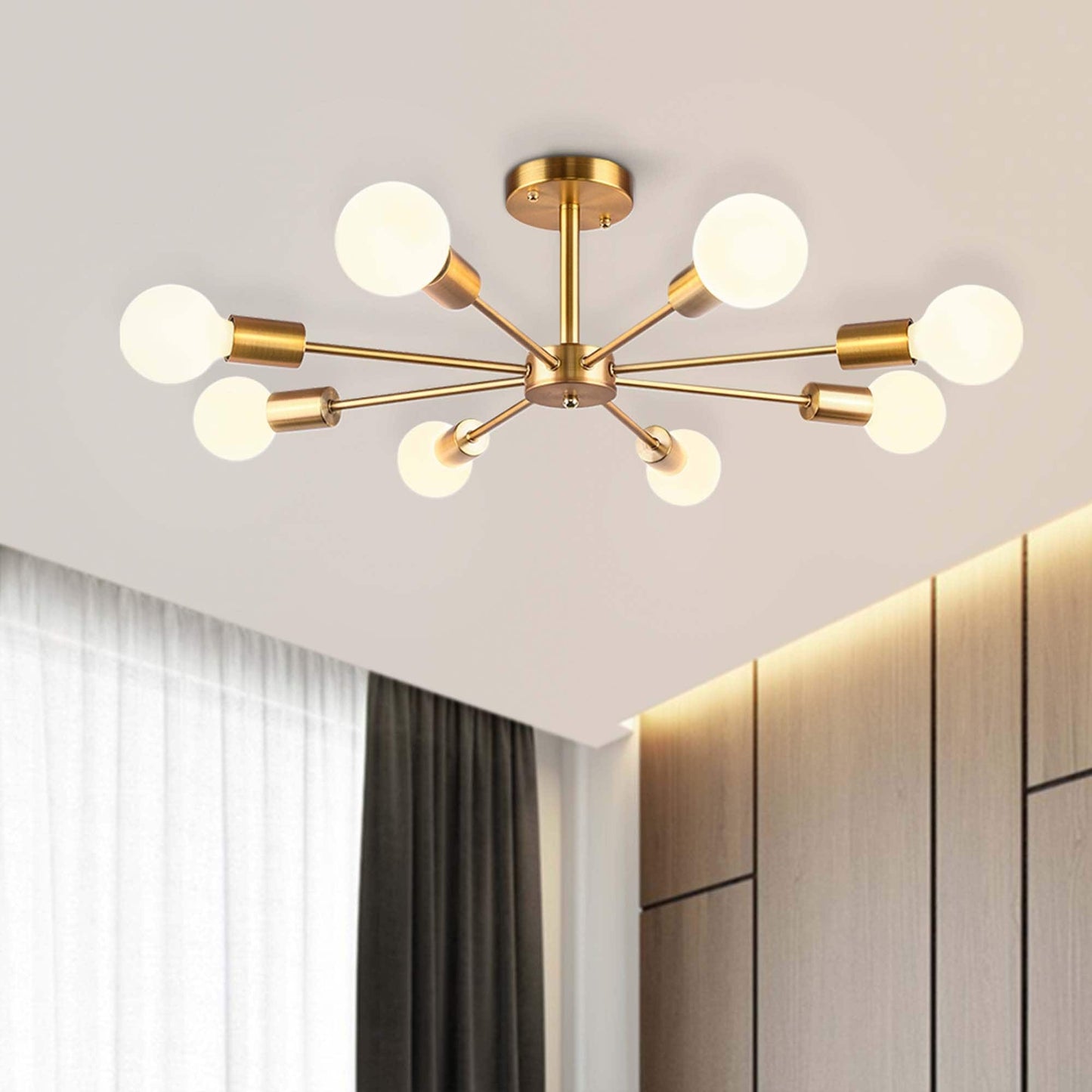 Lampada semi-incassata Sputnik nera/oro da soffitto per soggiorno/cucina/ufficio/camera da letto/ingresso