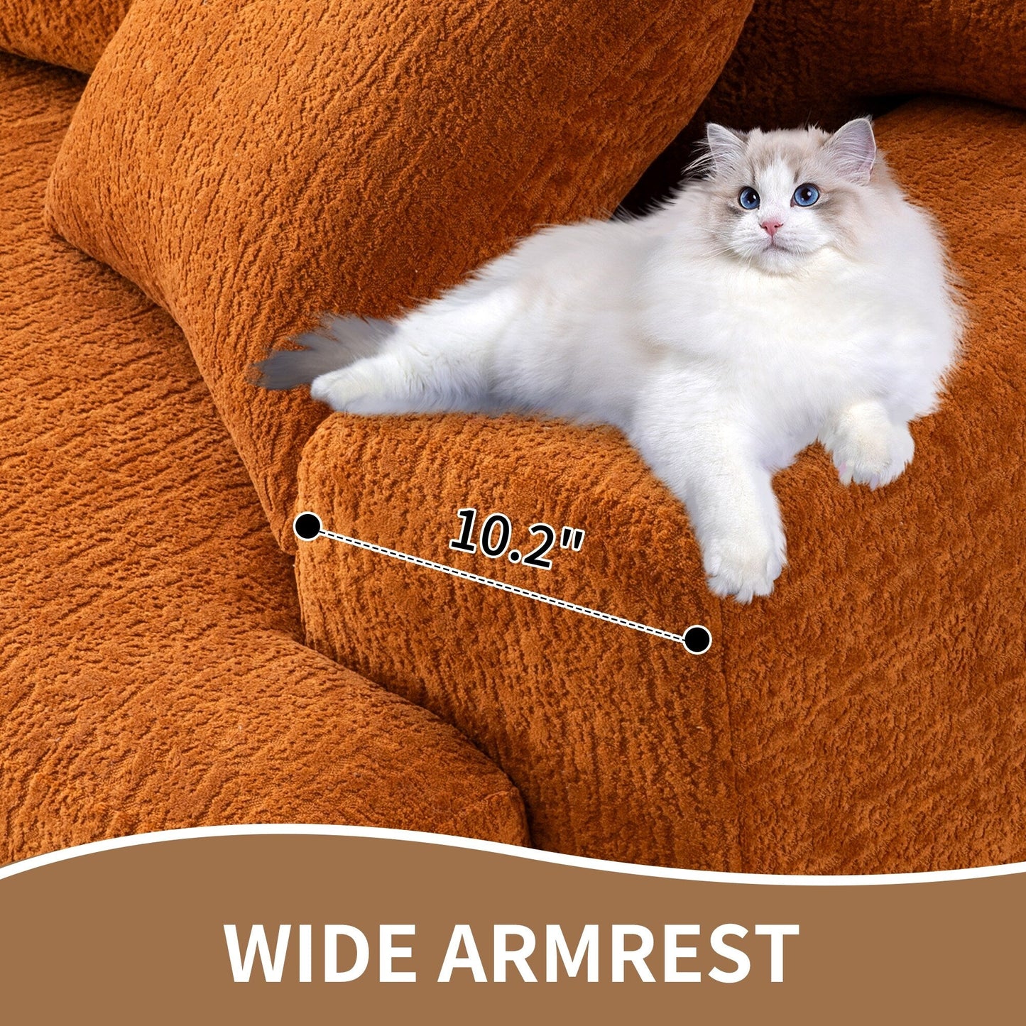 Divano componibile modulare moderno a 4 posti in ciniglia effetto legno con 2 cuscini per soggiorno e appartamento