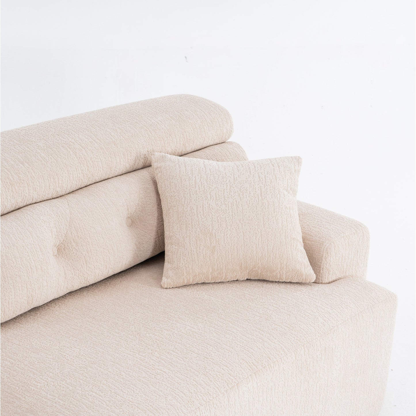 Divano componibile modulare moderno a 4 posti in ciniglia effetto legno con 2 cuscini per soggiorno e appartamento