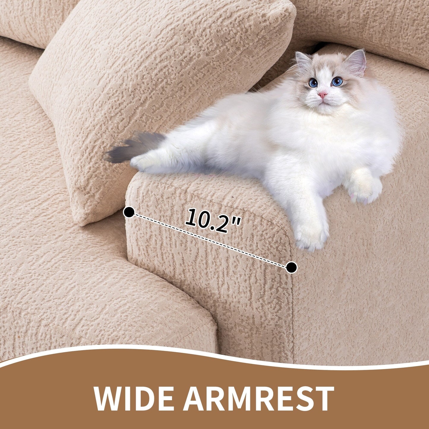 Divano componibile modulare moderno a 4 posti in ciniglia effetto legno con 2 cuscini per soggiorno e appartamento