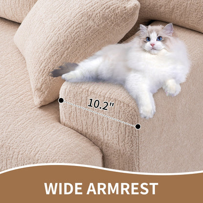 Divano componibile modulare moderno a 4 posti in ciniglia effetto legno con 2 cuscini per soggiorno e appartamento