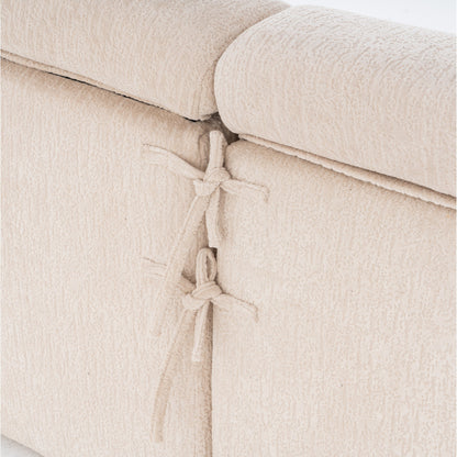 Divano componibile modulare moderno a 4 posti in ciniglia effetto legno con 2 cuscini per soggiorno e appartamento