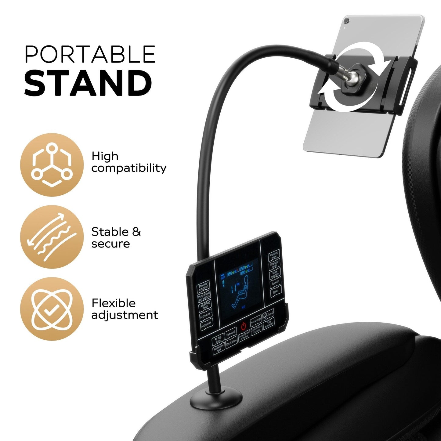 Poltrona massaggiante moderna a gravità zero per tutto il corpo, in pelle PU, con riscaldamento, terapia airbag e Bluetooth, poggiapiedi regolabile.