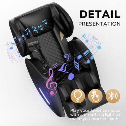 Poltrona massaggiante moderna a gravità zero per tutto il corpo, in pelle PU, con riscaldamento, terapia airbag e Bluetooth, poggiapiedi regolabile.