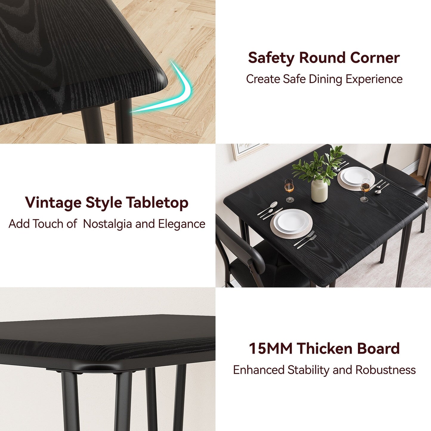 Set da pranzo moderno per cucina e sala da pranzo - 3 pezzi