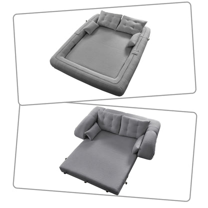 Divano letto trasformabile moderno e pratico, senza telaio, con cuscini e cuscini lombari, imbottitura in schiuma ad alta resilienza.