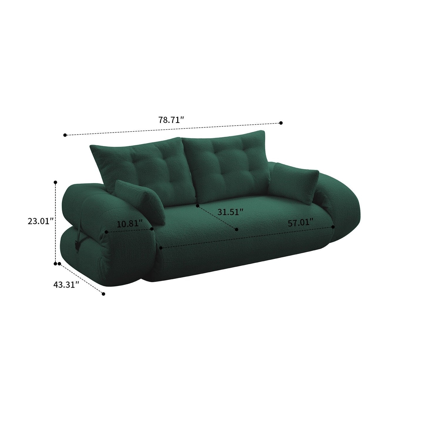 Divano letto trasformabile moderno e pratico, senza telaio, con cuscini e cuscini lombari, imbottitura in schiuma ad alta resilienza.