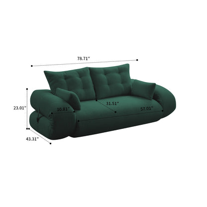 Divano letto trasformabile moderno e pratico, senza telaio, con cuscini e cuscini lombari, imbottitura in schiuma ad alta resilienza.