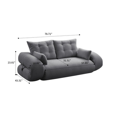 Divano letto trasformabile moderno e pratico, senza telaio, con cuscini e cuscini lombari, imbottitura in schiuma ad alta resilienza.