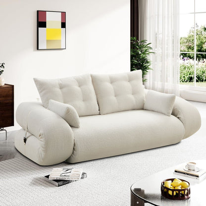 Divano letto trasformabile moderno e pratico, senza telaio, con cuscini e cuscini lombari, imbottitura in schiuma ad alta resilienza.