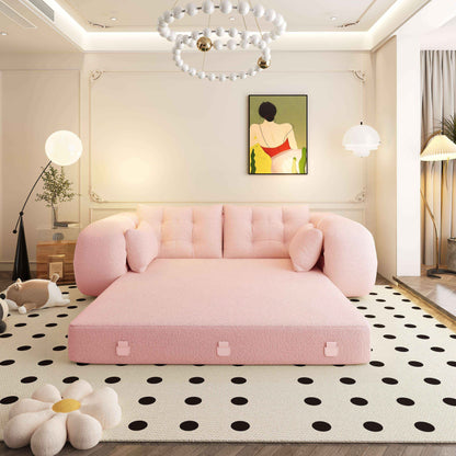 Divano letto trasformabile moderno e pratico, senza telaio, con cuscini e cuscini lombari, imbottitura in schiuma ad alta resilienza.