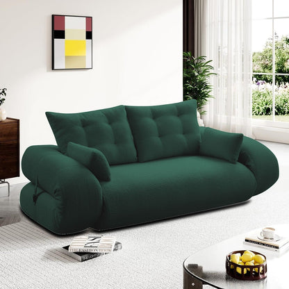 Divano letto trasformabile moderno e pratico, senza telaio, con cuscini e cuscini lombari, imbottitura in schiuma ad alta resilienza.