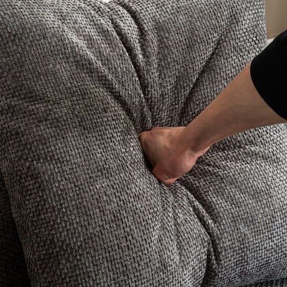 Divano curvo in stile moderno, divano in velluto a coste morbido e imbottito con 3 cuscini, divano curvo in tessuto super liscio per soggiorno Grigio