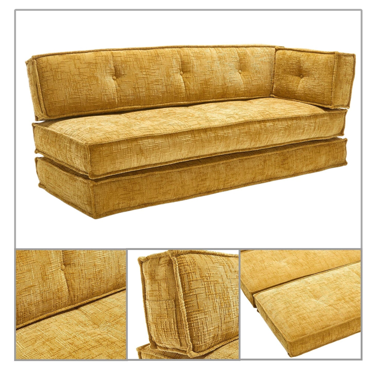 Divano senza struttura in stile moderno con tasche laterali portaoggetti e imbottitura in schiuma ad alta resilienza, tessuto ciniglia