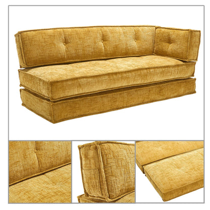 Divano senza struttura in stile moderno con tasche laterali portaoggetti e imbottitura in schiuma ad alta resilienza, tessuto ciniglia