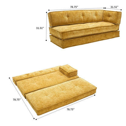 Divano senza struttura in stile moderno con tasche laterali portaoggetti e imbottitura in schiuma ad alta resilienza, tessuto ciniglia