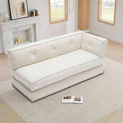 Divano senza struttura in stile moderno con tasche laterali portaoggetti e imbottitura in schiuma ad alta resilienza, tessuto ciniglia