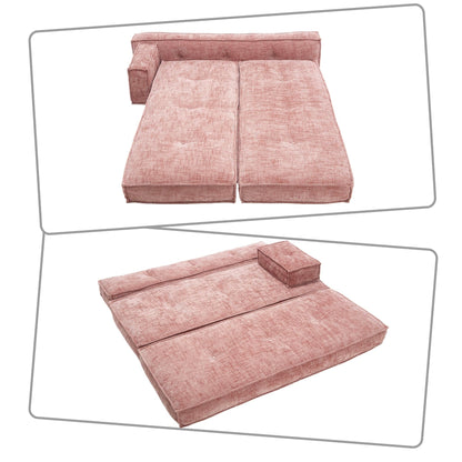 Divano senza struttura in stile moderno con tasche laterali portaoggetti e imbottitura in schiuma ad alta resilienza, tessuto ciniglia