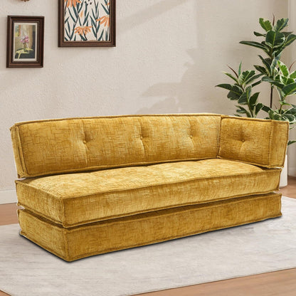 Divano senza struttura in stile moderno con tasche laterali portaoggetti e imbottitura in schiuma ad alta resilienza, tessuto ciniglia