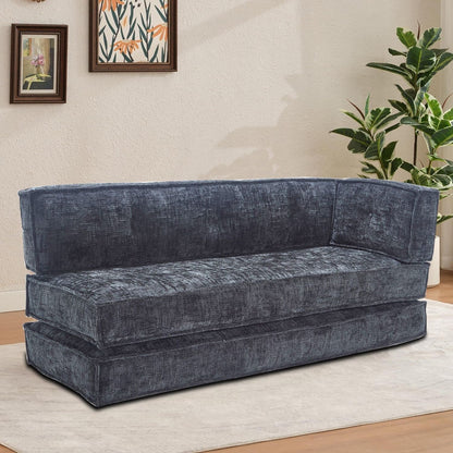 Divano senza struttura in stile moderno con tasche laterali portaoggetti e imbottitura in schiuma ad alta resilienza, tessuto ciniglia