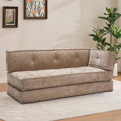 Divano senza struttura in stile moderno con tasche laterali portaoggetti e imbottitura in schiuma ad alta resilienza, tessuto ciniglia