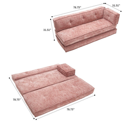 Divano senza struttura in stile moderno con tasche laterali portaoggetti e imbottitura in schiuma ad alta resilienza, tessuto ciniglia