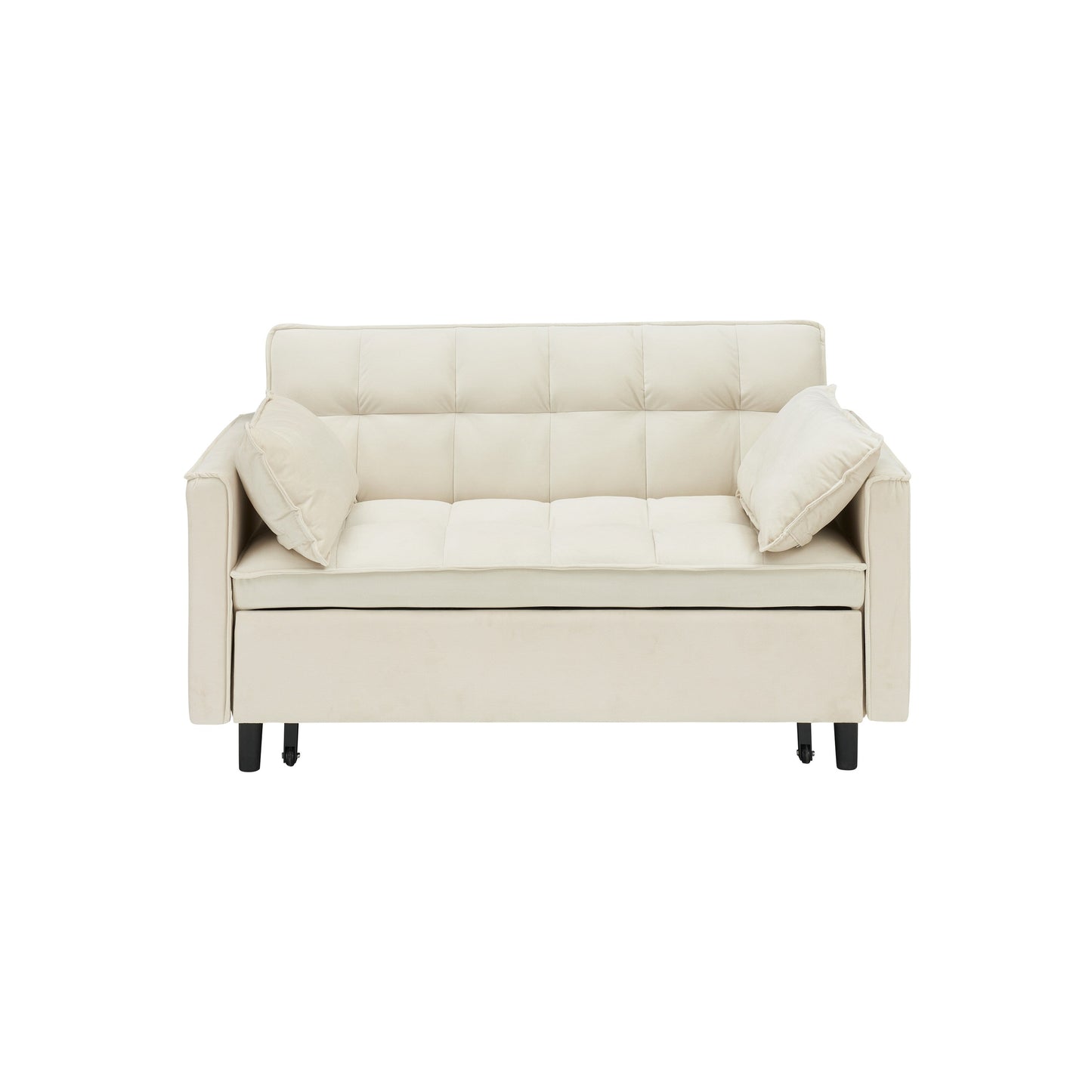 Divano moderno in velluto, divano letto estraibile, piccolo divano casual a due posti con schienale, tasche, divano letto trasformabile 3 in 1.