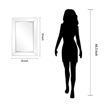 Specchio da parete rettangolare smussato trasparente HD per bagno, toeletta, specchi da camera da letto, 3 misure