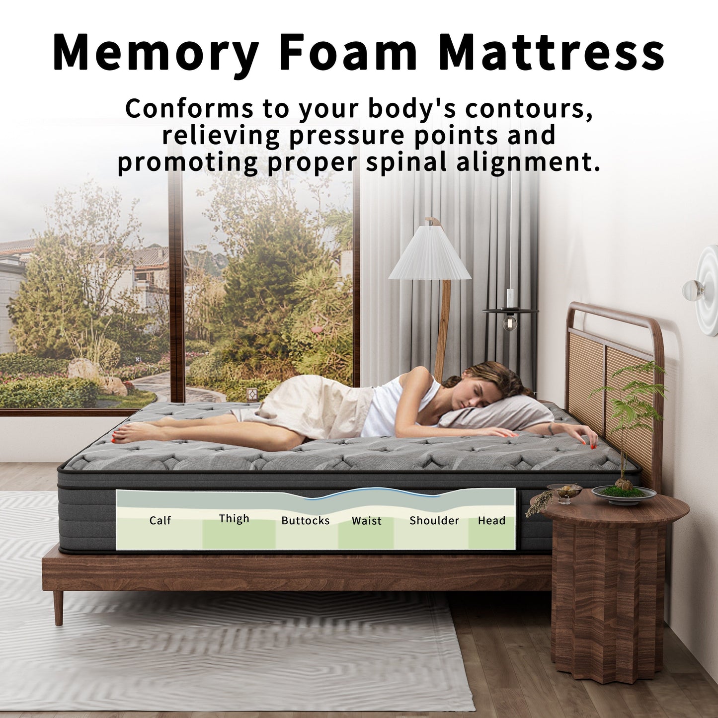 Materasso ibrido Modland da 14 pollici con materasso Euro Top medio, materasso a molle insacchettate in una scatola