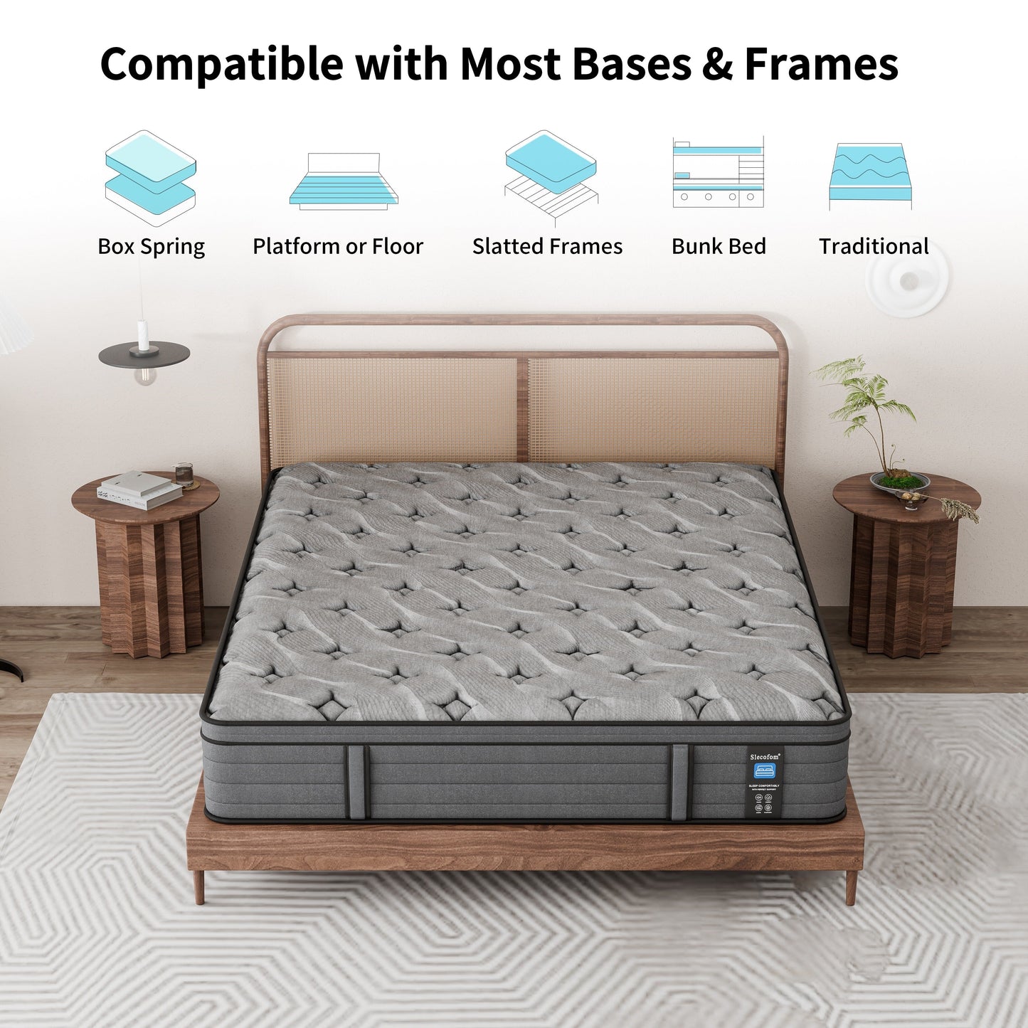 Materasso ibrido Modland da 14 pollici con materasso Euro Top medio, materasso a molle insacchettate in una scatola