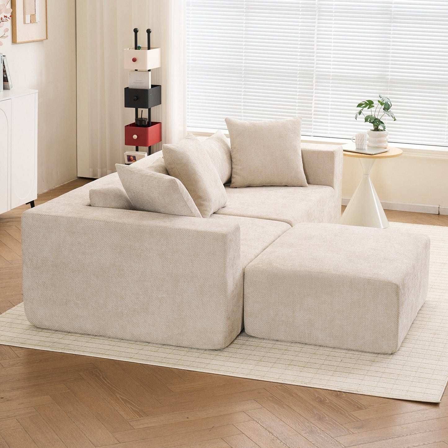 Divano componibile modulare a 3 posti Cloud con poltrona a L per soggiorno, camera da letto