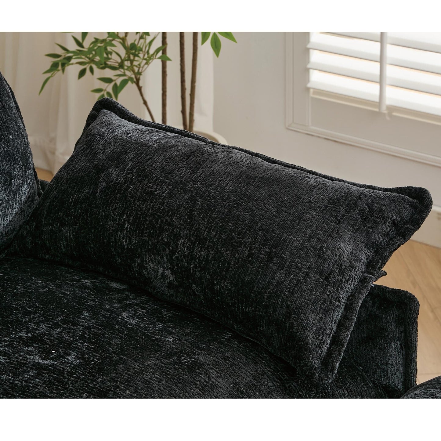 Divano componibile modulare a 6 posti a forma di U con pouf mobile e cuscini sui braccioli per soggiorno e appartamento