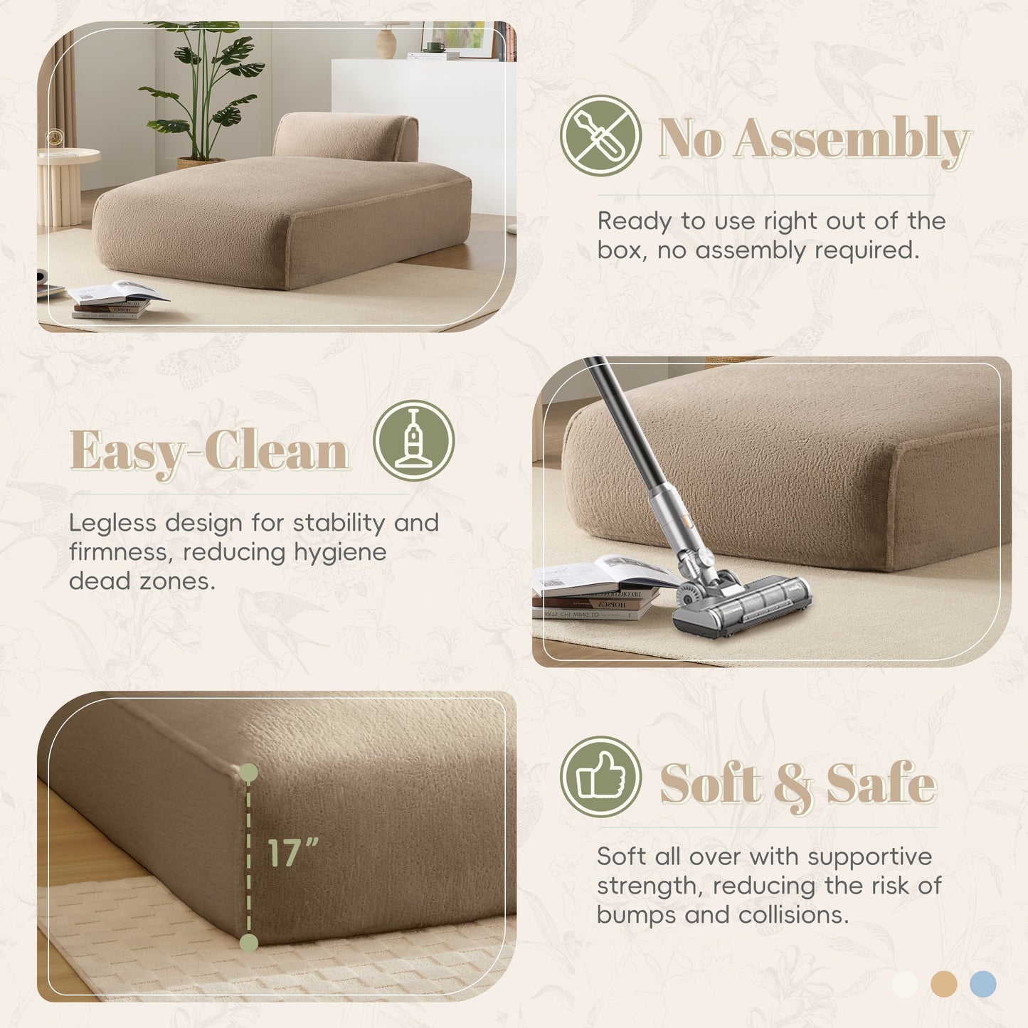 Divano letto modulare completamente compresso da 72 pollici con design senza cornice per soggiorno, non richiede montaggio