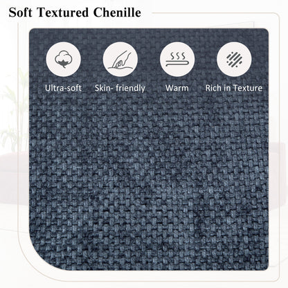 Divano componibile modulare Chenille Cloud con cuscini a doppio strato, contenitore laterale e cuscini coordinati per il soggiorno