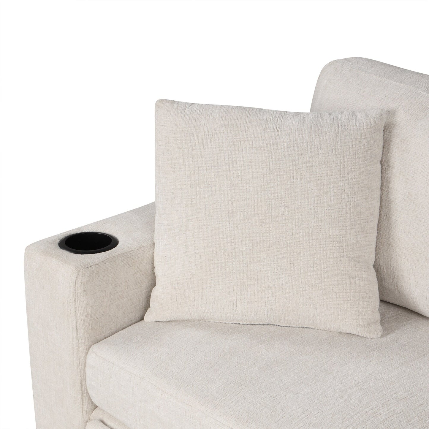 Divano letto modulare estraibile in ciniglia con pouf contenitore mobile e porte USB per soggiorno