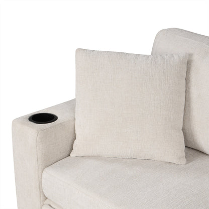 Divano letto modulare estraibile in ciniglia con pouf contenitore mobile e porte USB per soggiorno