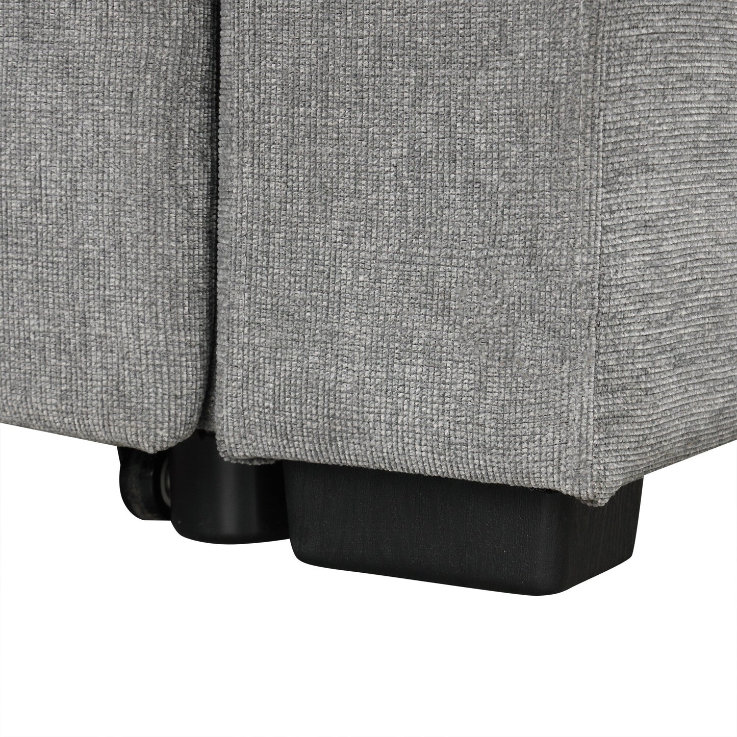 Divano letto modulare estraibile in ciniglia con pouf contenitore mobile e porte USB per soggiorno