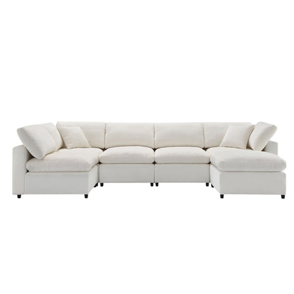 Divano letto modulare Cloud, set di divani componibili in ciniglia con pouf, combinazione libera, divano letto trasformabile a forma di U
