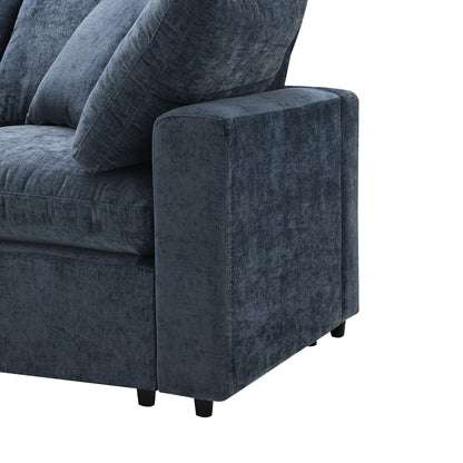 Divano letto modulare Cloud, set di divani componibili in ciniglia con pouf, combinazione libera, divano letto trasformabile a forma di U