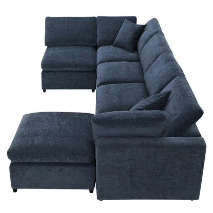 Divano letto modulare Cloud, set di divani componibili in ciniglia con pouf, combinazione libera, divano letto trasformabile a forma di U