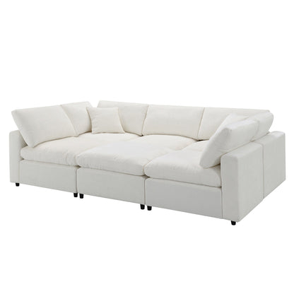 Divano letto modulare Cloud, set di divani componibili in ciniglia con pouf, combinazione libera, divano letto trasformabile a forma di U