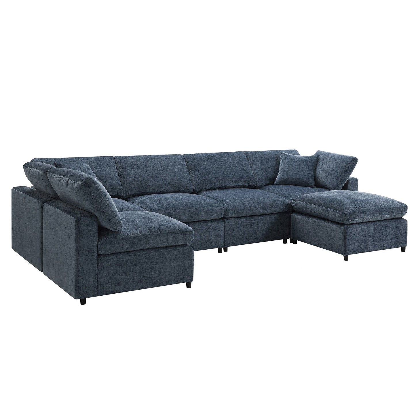 Divano letto modulare Cloud, set di divani componibili in ciniglia con pouf, combinazione libera, divano letto trasformabile a forma di U