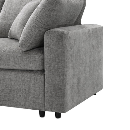Divano letto modulare Cloud, set di divani componibili in ciniglia con pouf, combinazione libera, divano letto trasformabile a forma di U