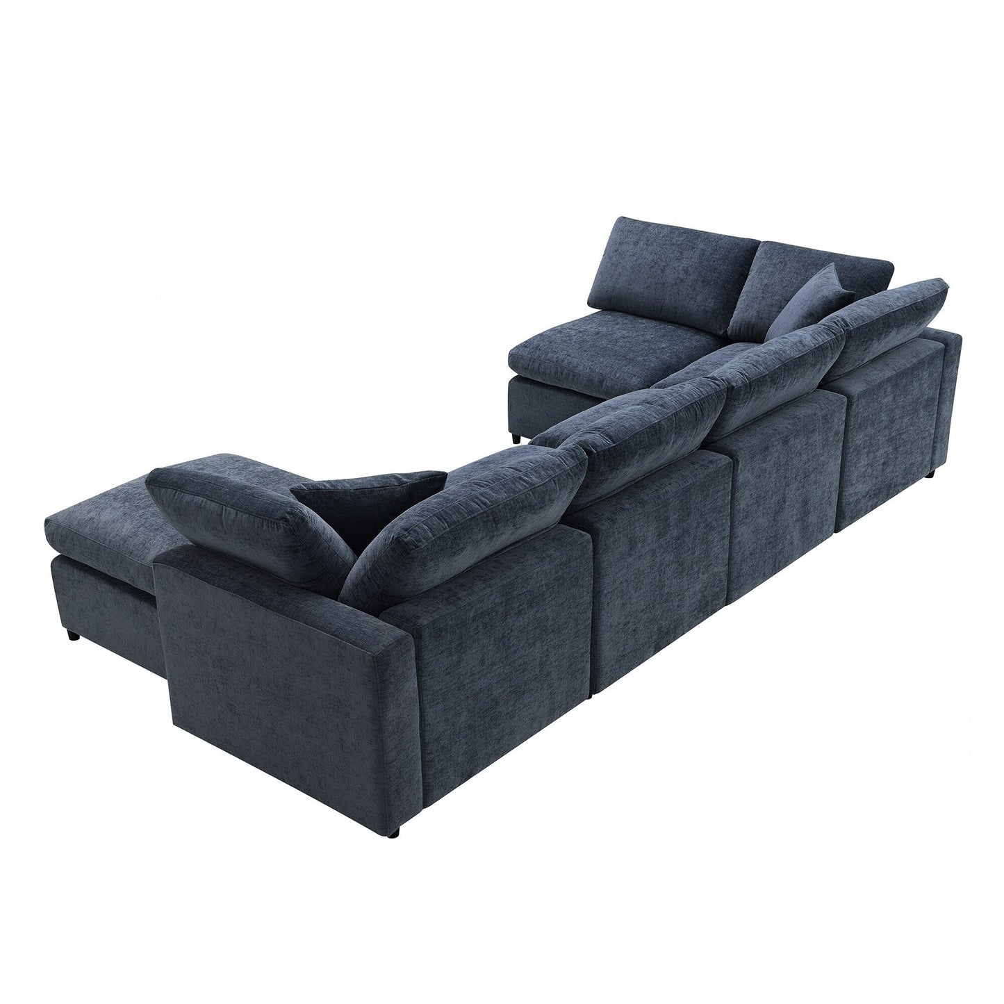 Divano letto modulare Cloud, set di divani componibili in ciniglia con pouf, combinazione libera, divano letto trasformabile a forma di U